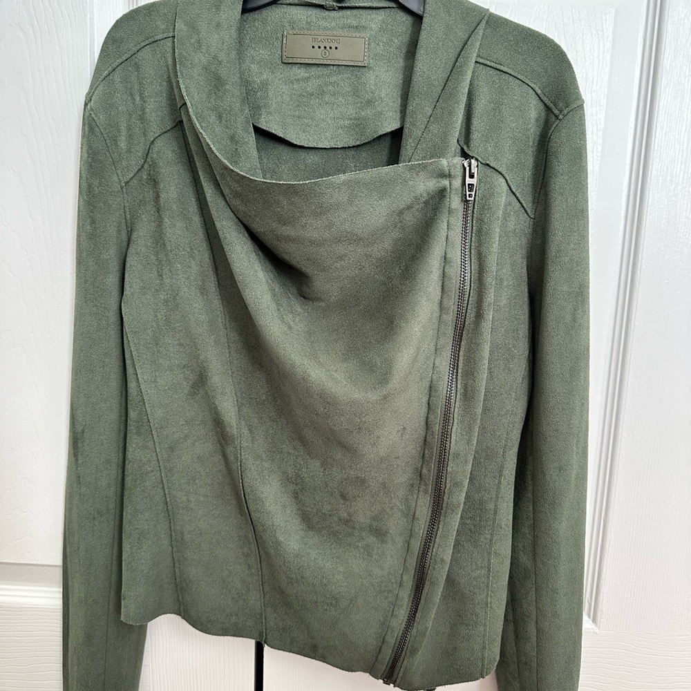 Blank NYC Olive Green Faux Suede Motorcycle Jacket Small